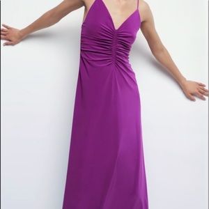 Purple v neck Zara midi dress